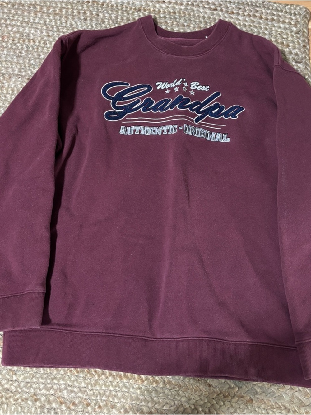 Grandpa Graphic Crewneck Burgundy “World’s Best Grandpa” Vintage Style